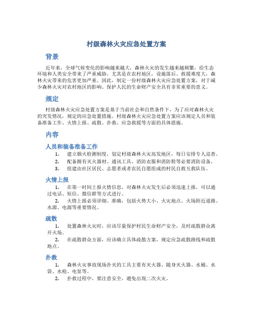 村级森林火灾应急处置方案