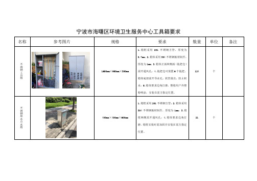 宁波海曙区环境卫生服务中心工具箱要求