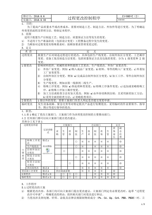 过程变更 临时变更控制程序