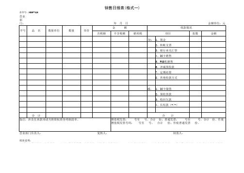 销售日报表(格式一)