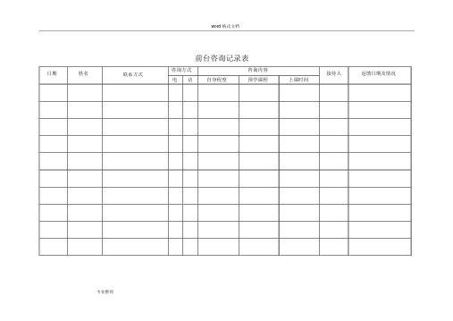 教育培训机构表格模板