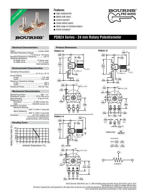 PDB24系列24mm旋转潜力电阻器说明书