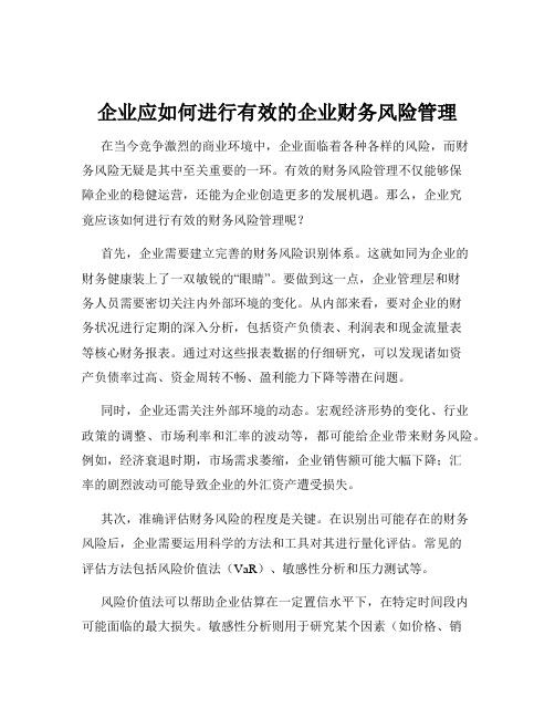 企业应如何进行有效的企业财务风险管理