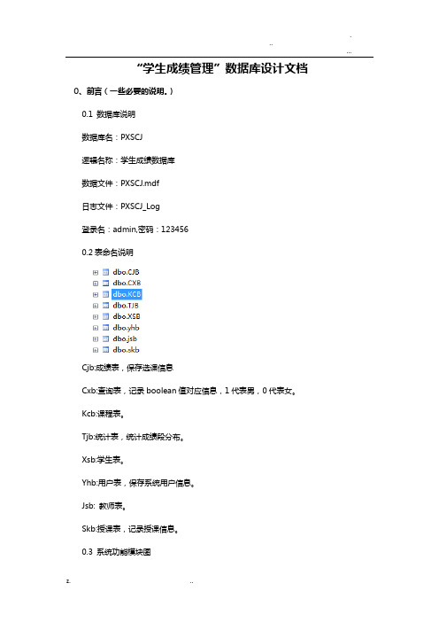 学生成绩管理系统数据库设计-(全)