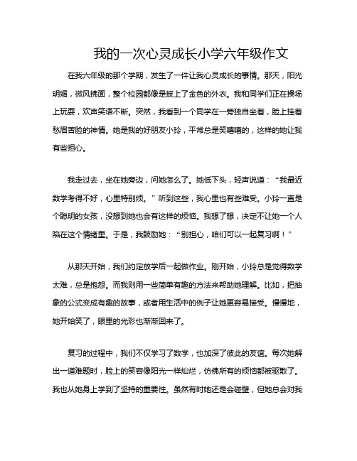 我的一次心灵成长小学六年级作文