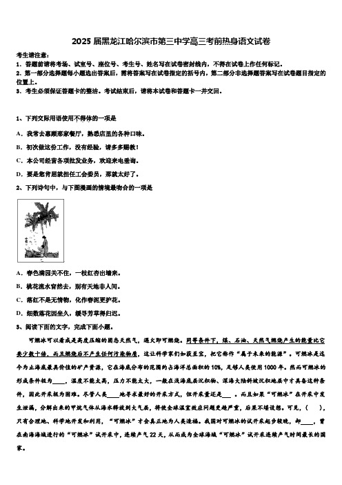 2025届黑龙江哈尔滨市第三中学高三考前热身语文试卷含解析