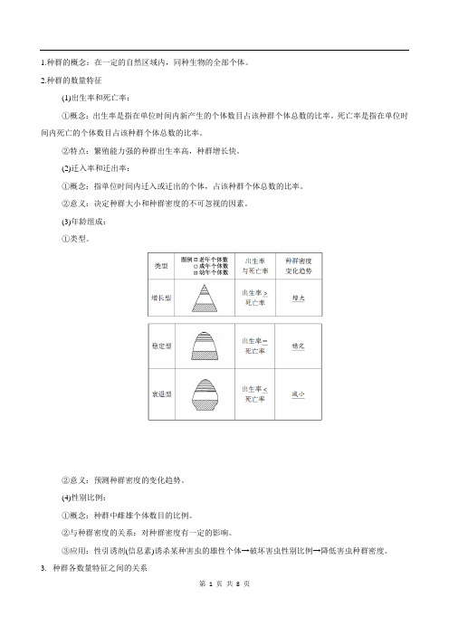 2021高二生物寒假作业同步练习题：种群和群落