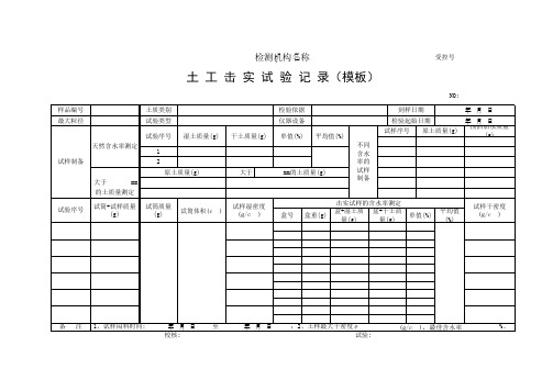 土 工 击 实 试 验 记 录(模板)