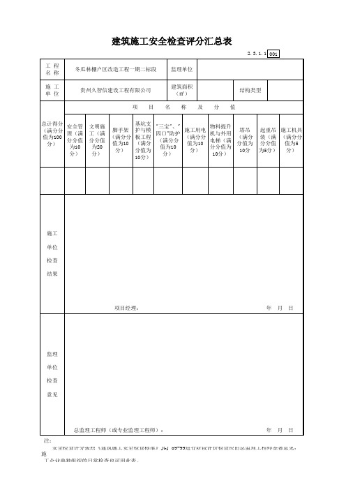 001-表格1 建筑施工安全检查评分汇总表