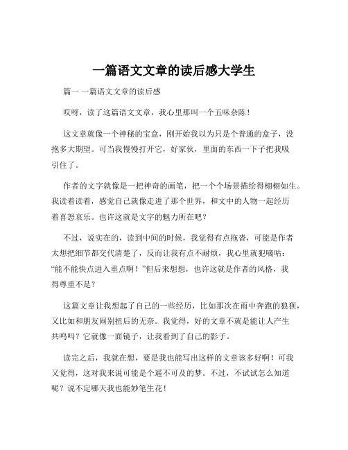 一篇语文文章的读后感大学生