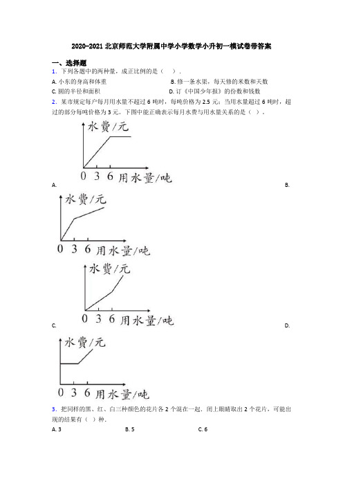 2020-2021北京师范大学附属中学小学数学小升初一模试卷带答案