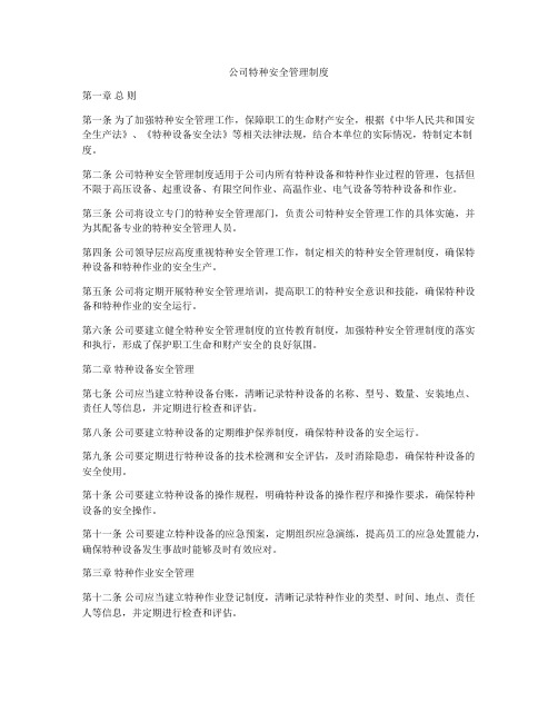 公司特种安全管理制度