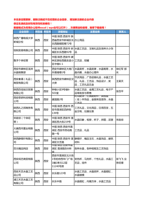 2020新版陕西省西安水晶工艺品工商企业公司名录名单黄页联系方式大全47家
