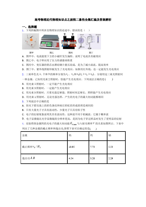 高考物理近代物理知识点之波粒二象性全集汇编及答案解析