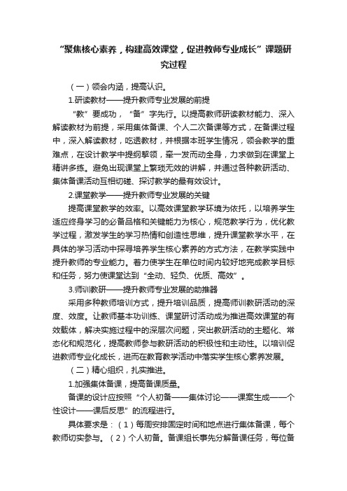 “聚焦核心素养，构建高效课堂，促进教师专业成长”课题研究过程