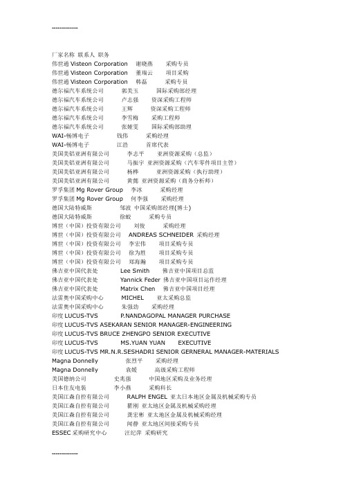 [整理]中国汽车整车及零部件企业名录.