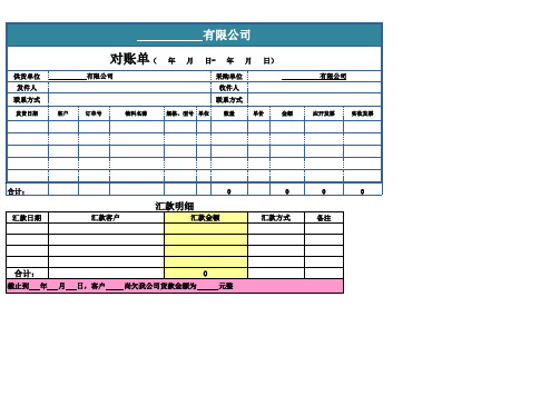 往来对账单及供应商台账