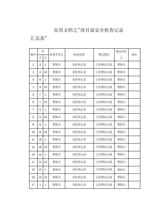 实用文档之项目部安全检查记录表汇总