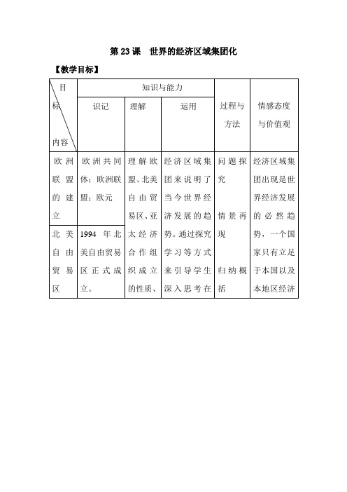 世界的经济区域集团化教案