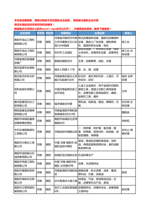 2020新版河南省南阳沥青工商企业公司名录名单黄页大全27家