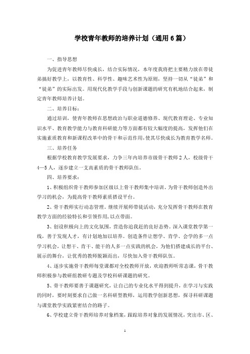 学校青年教师的培养计划(最新)