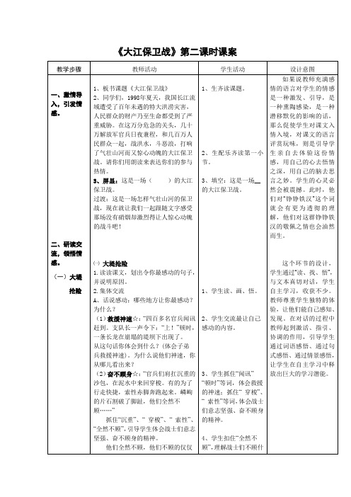 5下22《大江保卫战》第二课时课案