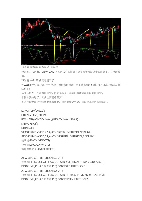 自动画 顶背离 底背离通达信指标公式源码