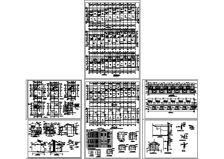 某地区二层砖混结构联排别墅建筑设计方案图纸