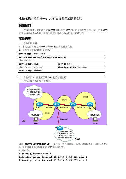 OSPF协议多区域配置实验