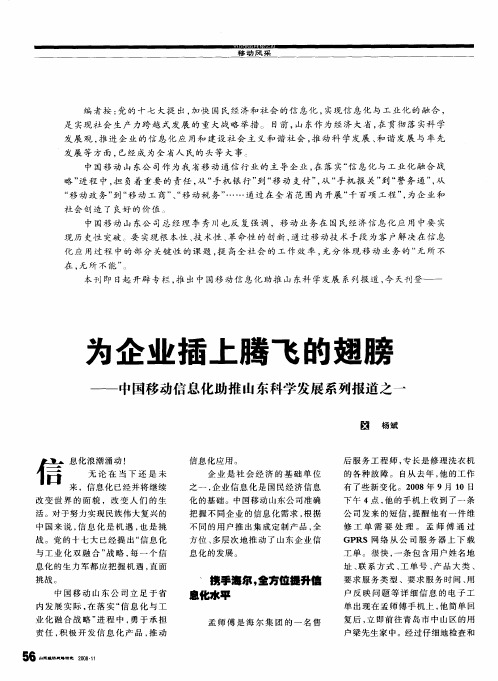 为企业插上腾飞的翅膀——中国移动信息化助推山东科学发展系列报道之一