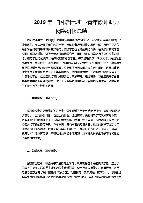 2019年国培计划青年教师助力 网络研修总结