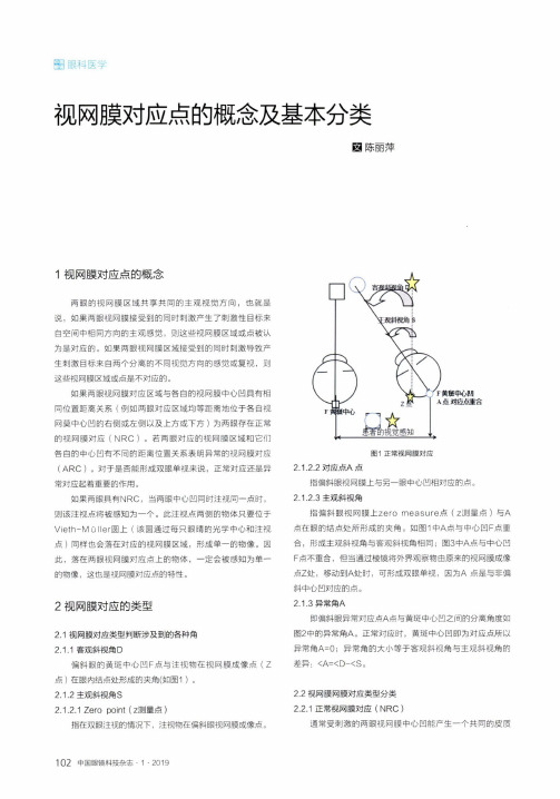 视网膜对应点的概念及基本分类