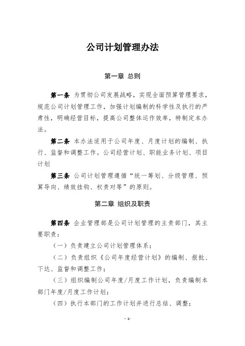 公司计划管理办法