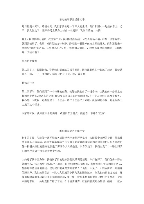 难忘的军旅之行作文700字