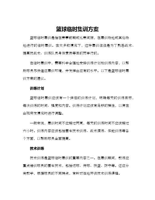 篮球临时集训方案