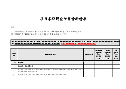 财务的及税务尽职调研所需资料应用清单-全