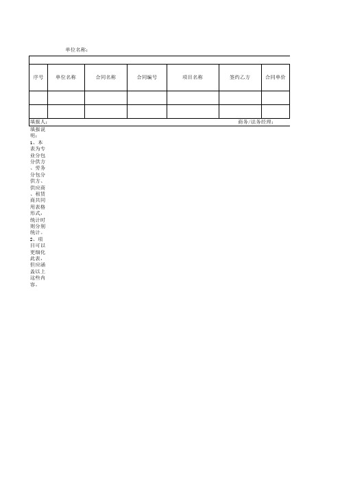 劳务分包台账格式