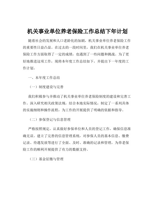 机关事业单位养老保险工作总结下年计划