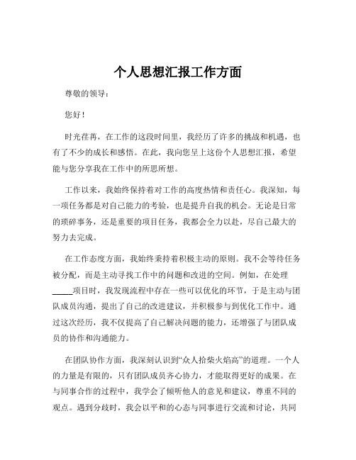 个人思想汇报工作方面