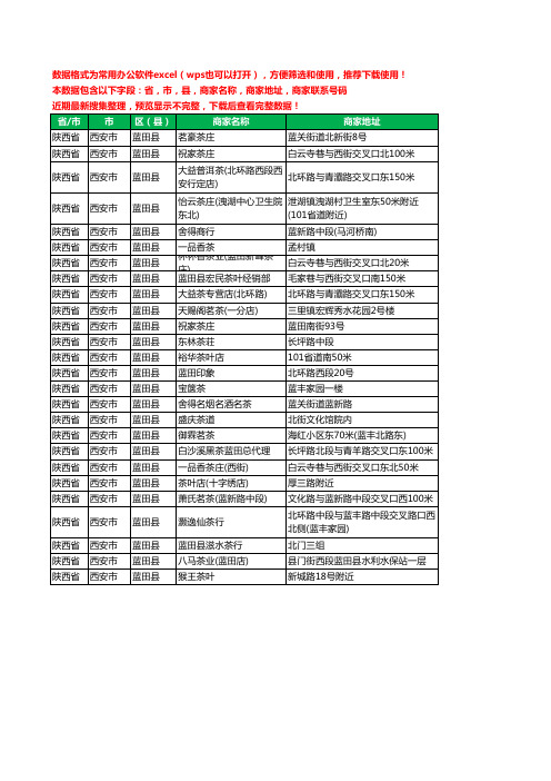 2020新版陕西省西安市蓝田县茶具工商企业公司商家名录名单联系电话号码地址大全26家