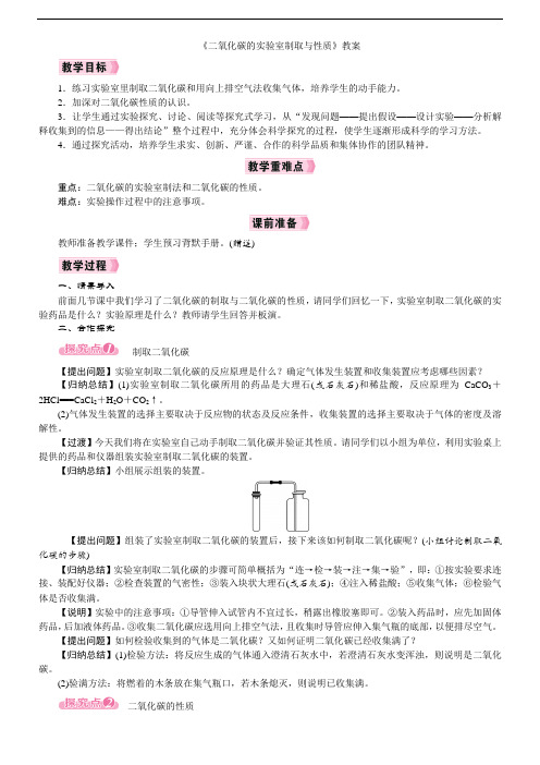 《二氧化碳的实验室制取与性质》教案