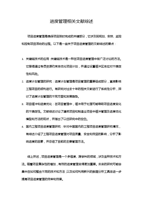 进度管理相关文献综述