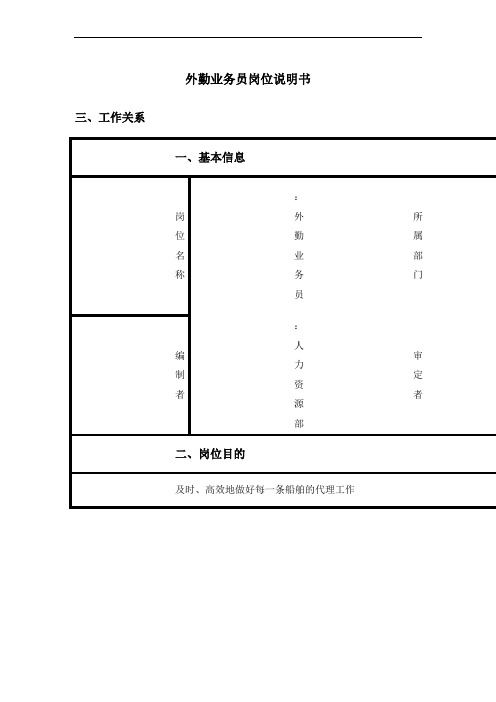 外勤业务员岗位职责