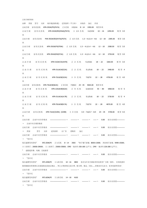 志高空调价格表