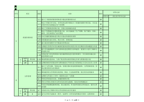 供应商质量体系审核检查表