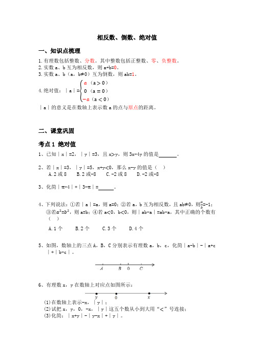 相反数、倒数、绝对值