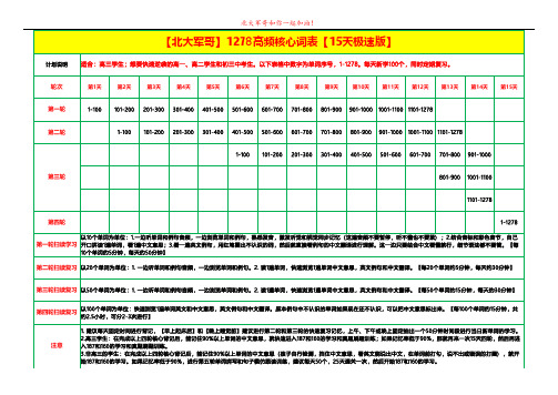 北大军哥英语三张表背诵计划