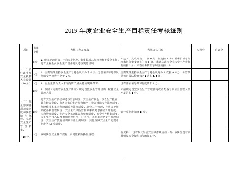 2019企业安全生产目标责任考核细则