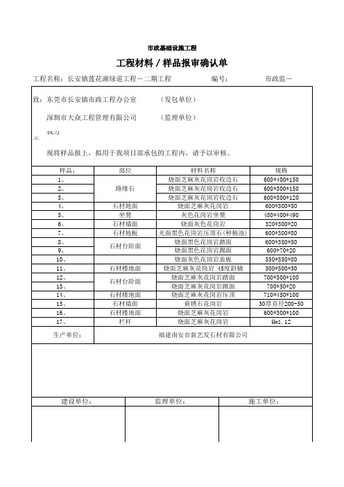 工程材料／样品报审确认单