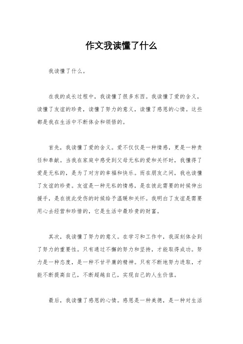 作文我读懂了什么